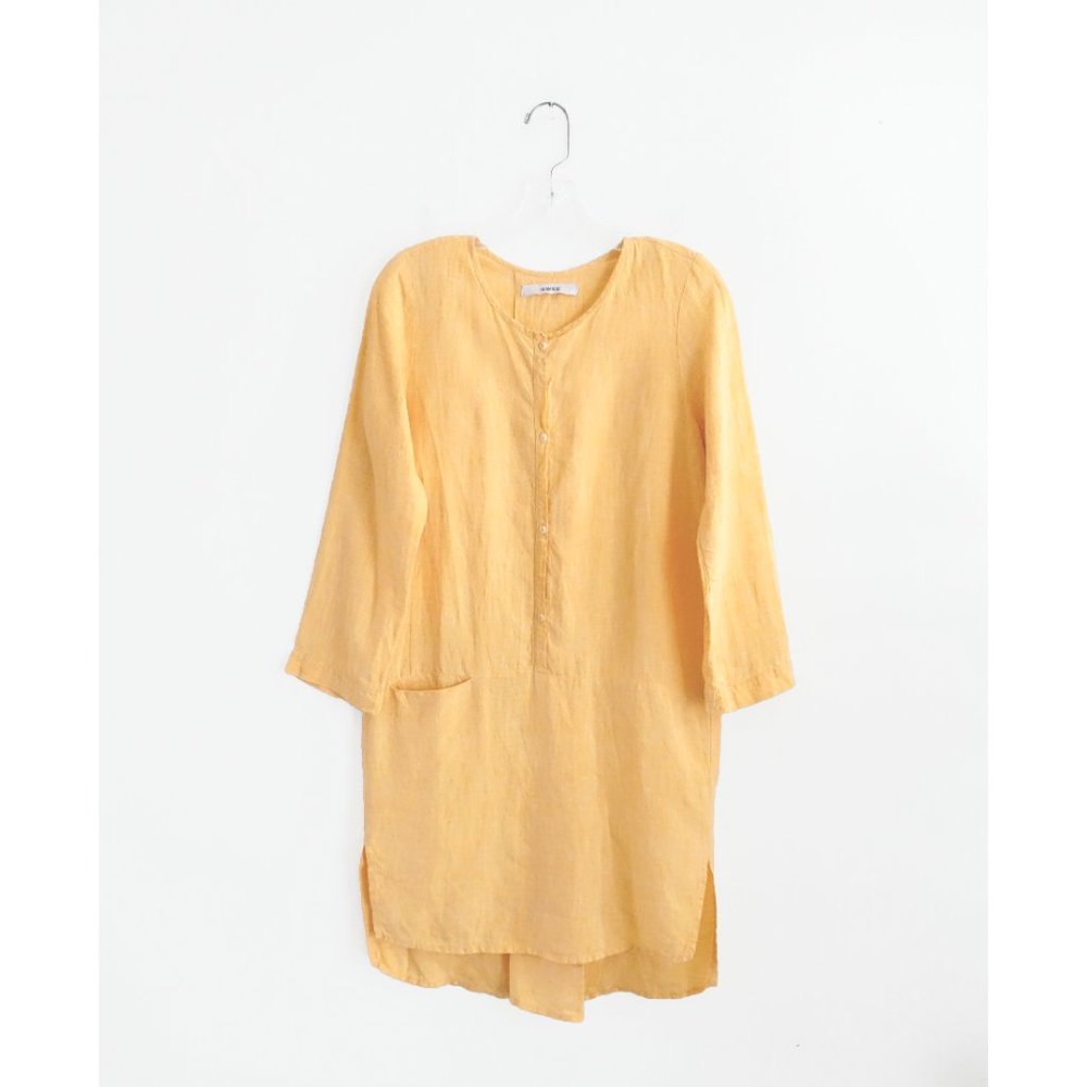 Humanoid Warm Yellow Linen Shift Dress est. Medium Large - Picture 1 of 8